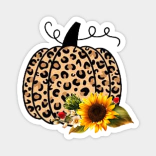 Leopard Pumpkin With Sunflower Magnet