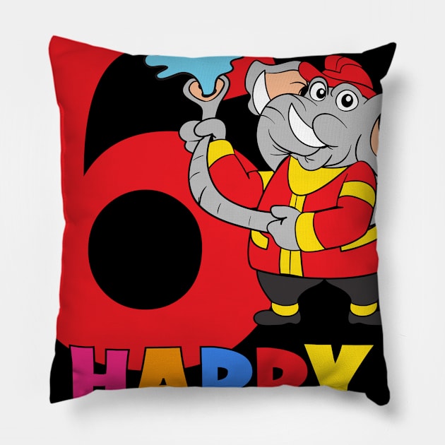 6th Birthday Party 6 Year Old Six Years Pillow by KidsBirthdayPartyShirts