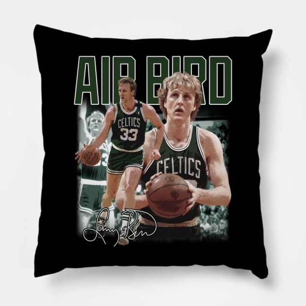 Larry Bird Legend Air Bird Basketball Signature Vintage Retro 80s 90s Bootleg Rap Style Pillow by CarDE