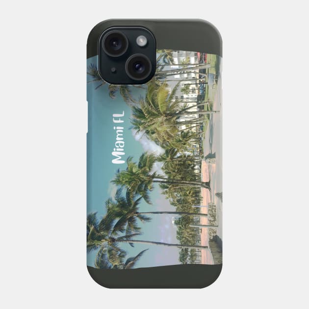 photo Miami Florida blue sky palmtree landscape USA nature lovers Phone Case by BoogieCreates