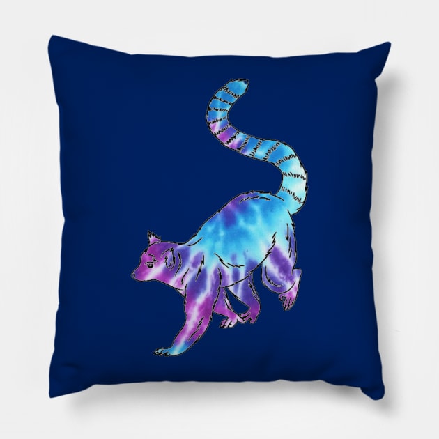 Psychedelic Lemur Pillow by ARTWORKandBEYOND