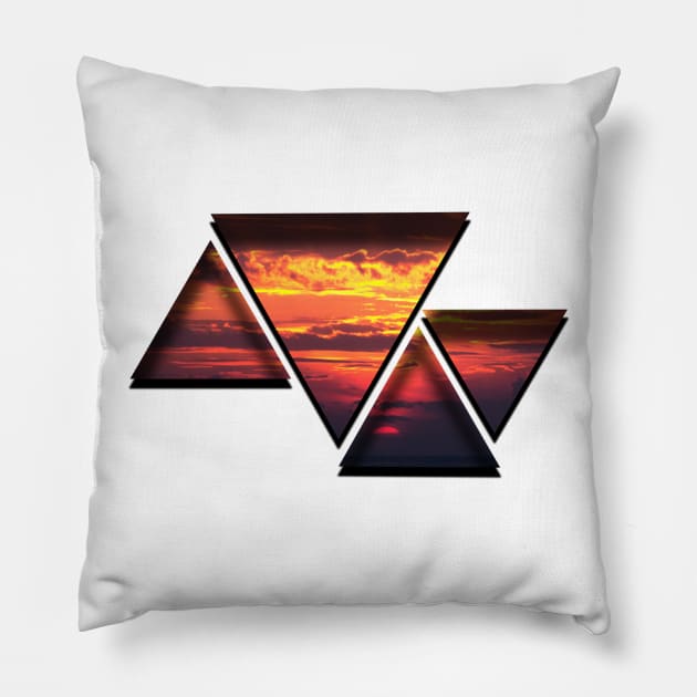 Cool Sunset Polygon Design Pillow by Tonyopp