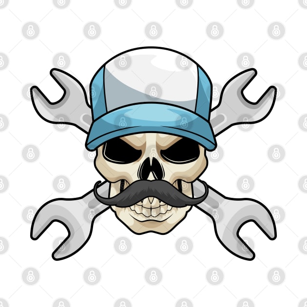 Skull with Mustache & Wrench by Markus Schnabel