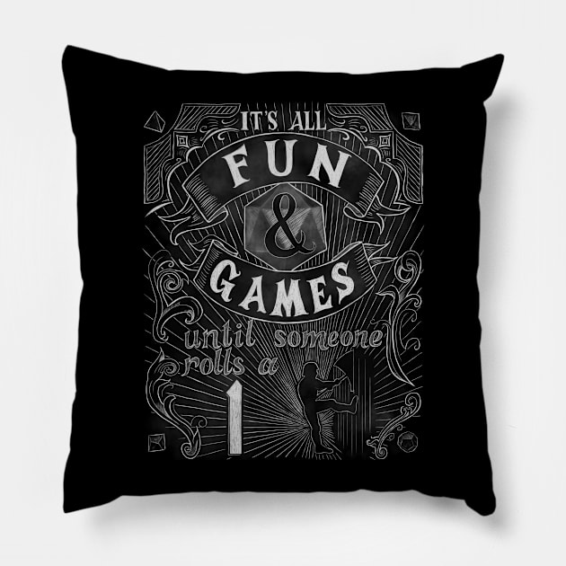 Fun and Games Pillow by BrandiYorkArt