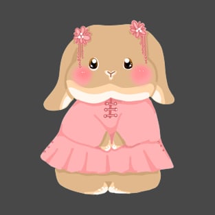 Sweet Girly Bailey the Rabbit | Soft Pink Dress | Bunniesmee Valentine Day T-Shirt