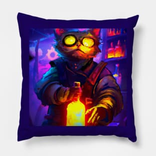 Futuristic Cat is a SciFi Mixologist Pillow