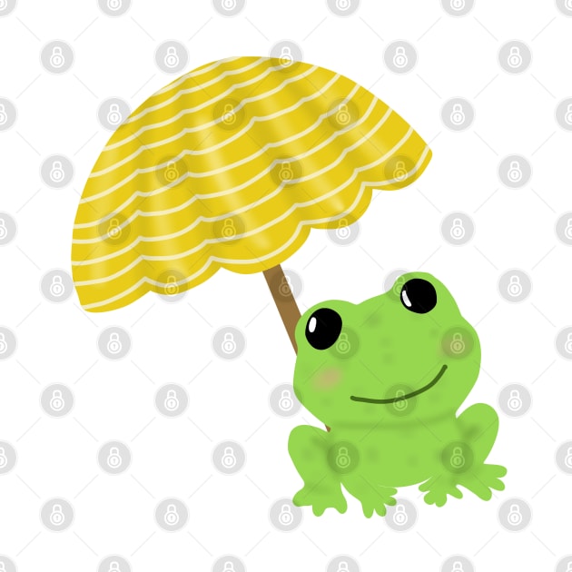 Frog under beach umbrella by Becky-Marie