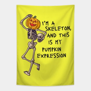 Skeleton Pumpkin Head Tapestry