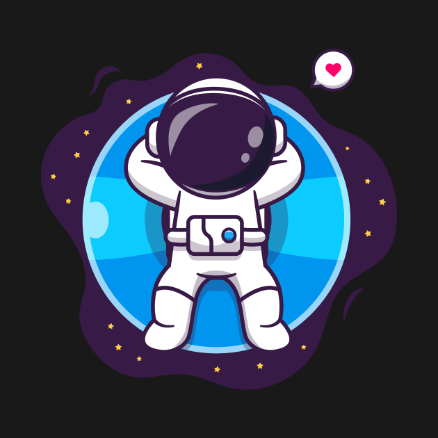 Cute Astronaut Floating With Balloon Cartoon by Catalyst Labs