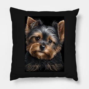 Super Cute Yorkshire Terrier Puppy Portrait Pillow