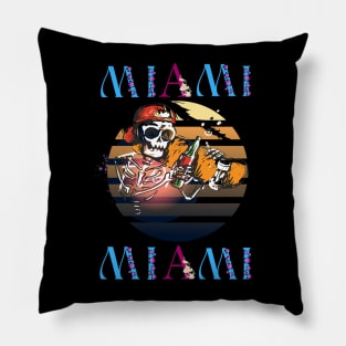 Miami skateboard skull Pillow