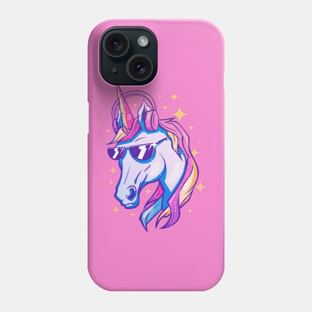 Unicorn with Sunglasses and Headphones Rad Cool Mythical Mystic Phone Case by Sassee Designs