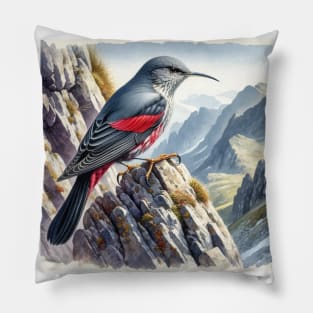 Colorful Wallcreeper - Watercolor Bird Pillow