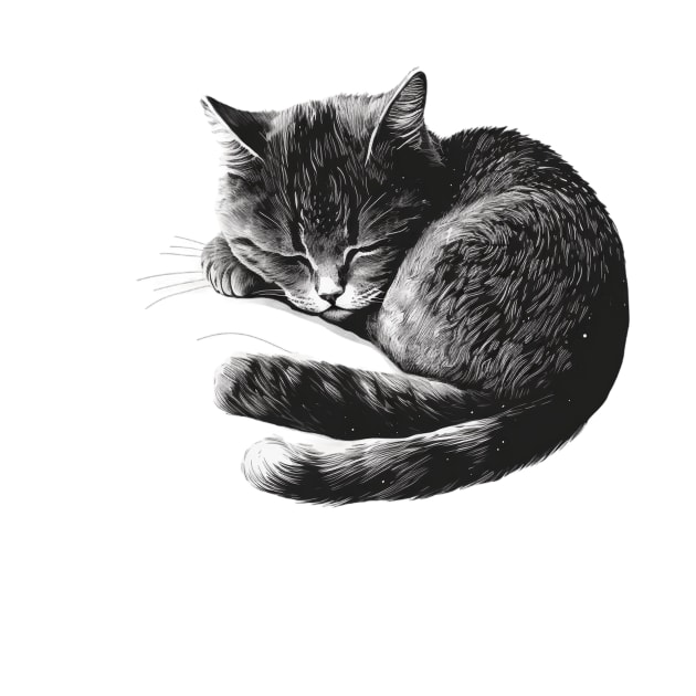 Cute sleeping cat by Koszulki