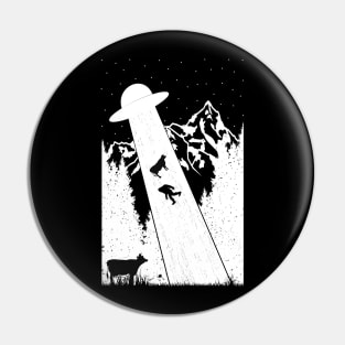 Bigfoot Ufo ABduction Cow Pin