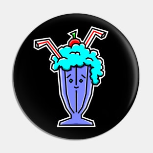 Cute Blueberry Milkeshake with a Cherry on Top - Blue Drink Gift - Blueberry Milkshake Pin