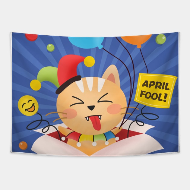 April Fool Magic Cat Gift Tapestry by MariaStore