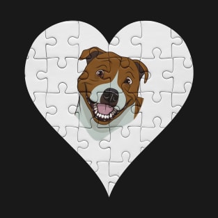 Staffordshire Bull Terrier Heart Jigsaw Pieces Design - Gift for Staffordshire Bull Terrier Lovers T-Shirt