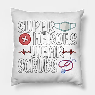 Womens Cute Superheroes Wear Scrubs Healthcare Worker Phd Md Dr V-Neck T-Shirt Pillow