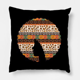 Afro Hair Woman with African Pattern, Black History Pillow