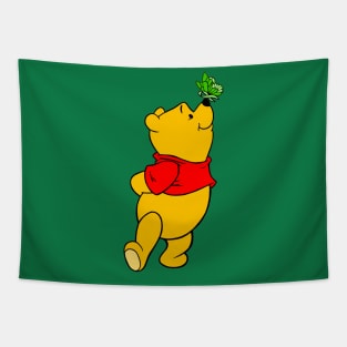 Yellow Bear with Awareness Ribbon Butterfly (Green) Tapestry