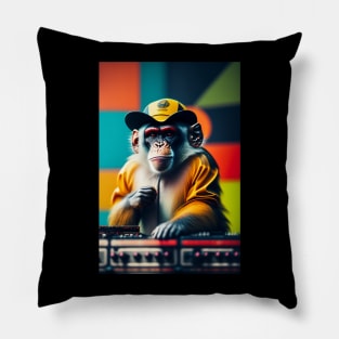 Funny  gorilla music graphic design Pillow