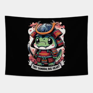 Kawaii Crocodile Samurai Cute Alligator with Katana Tapestry