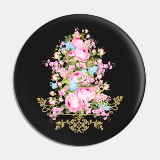 Pink Roses Flowers Vintage Pin