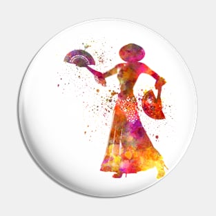 Gypsy woman dancing flamenco dancer silhouette in watercolor Pin