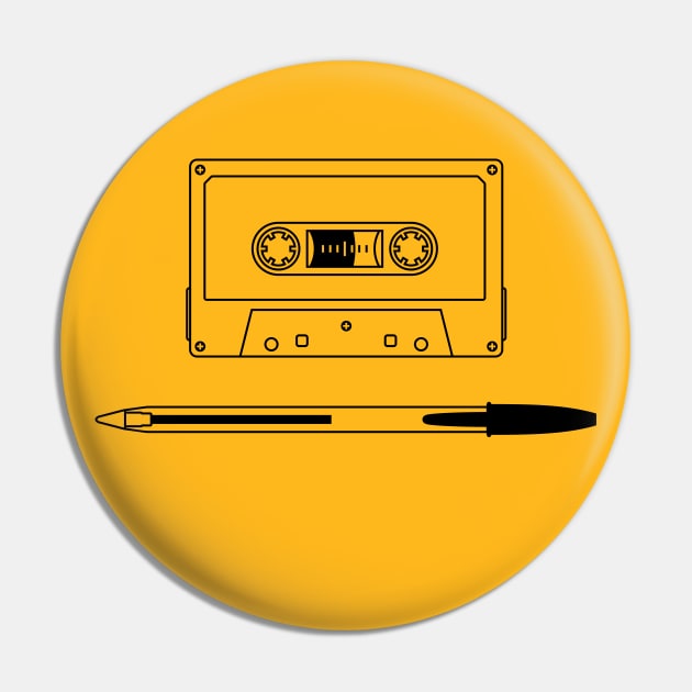 Cassette and Bic Pen Pin by tuditees