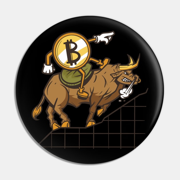 Funny Bitcoin Bull BTC Crypto Pin by BitcoinSweatshirts