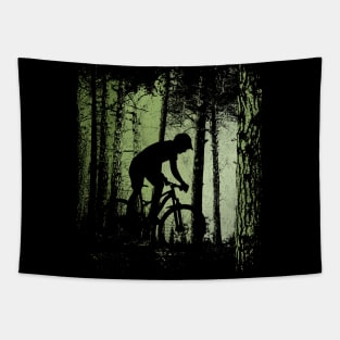 Forest Trail Biker Offroad Downhill MTB Cyclist Tapestry