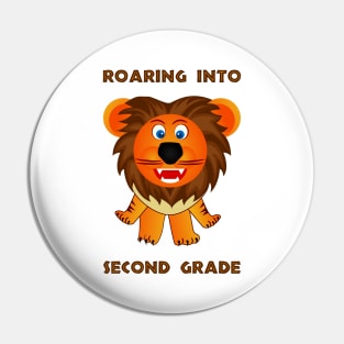 Roaring Into Second Grade (Cartoon Lion) Pin