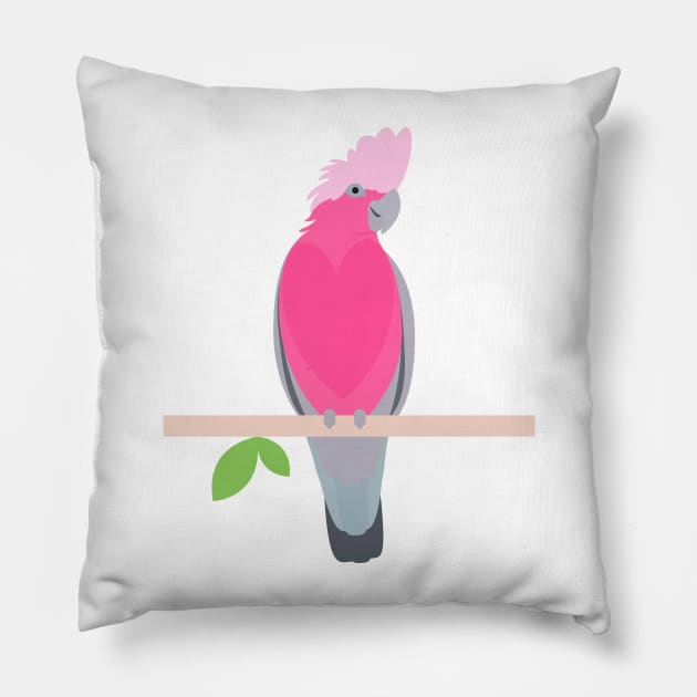 Galah pink parrot Pillow by creativemonsoon
