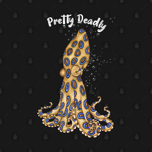 Pretty Deadly Blue Ring Octopus Art White Text by Seven Sirens Studios