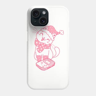 Kawaii pink kitty cat with retro gameboy Phone Case