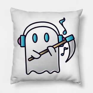 Cute ghost with headphone Pillow