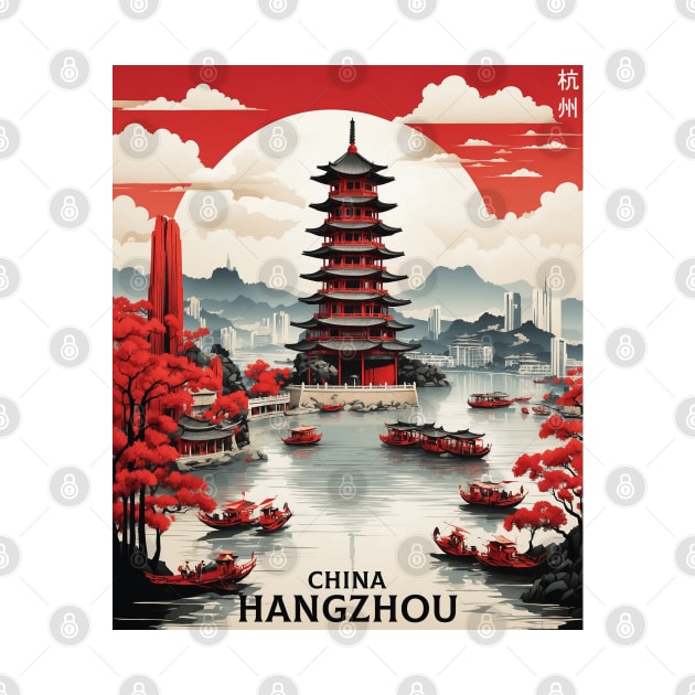 Hangzhou China Vintage Poster Tourism by TravelersGems