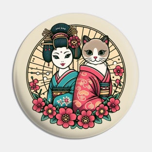 Japanese cat with Geisha Pin