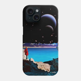 Blue Planet - Space Collage, Retro Futurism, Sci-Fi Phone Case