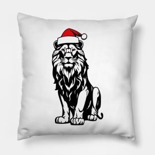 Christmas Lion with Santa Hat Pillow