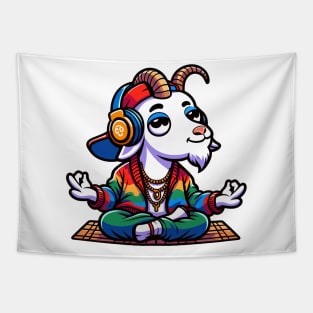 Funny goat yoga Tapestry