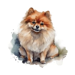 Pomeranian Watercolor Style T-Shirt