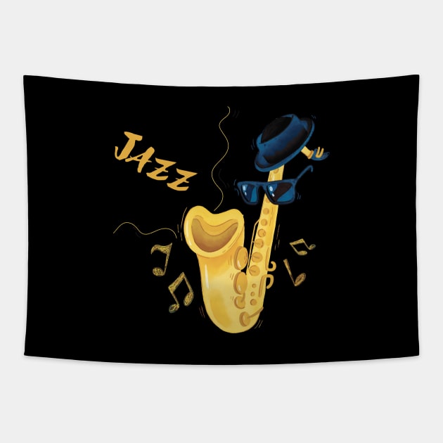 Jazz and Saxophone Tapestry by Imou designs