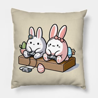 Easter Peeps: Cute Animals Playing Video Games Sticker Pillow