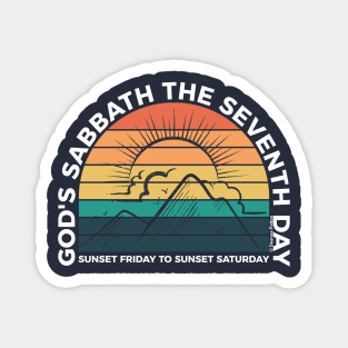 God's Sabbath The Seventh Day - Sunset - White Text Magnet