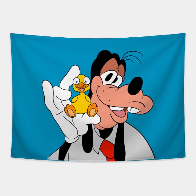 Goofy and duck Tapestry by cariespositodesign