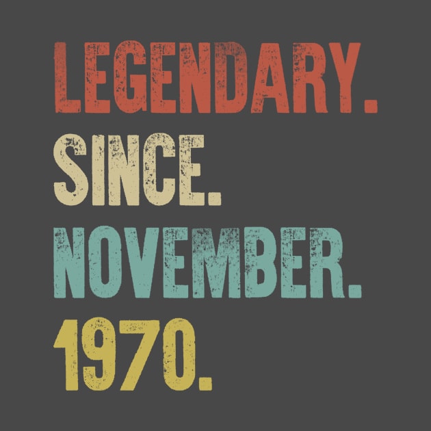 Retro Vintage 50th Birthday Legendary Since November 1970 by DutchTees