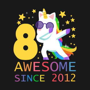 8 Years Old 8th Birthday Unicorn Dabbing Shirt Girl Party T-Shirt