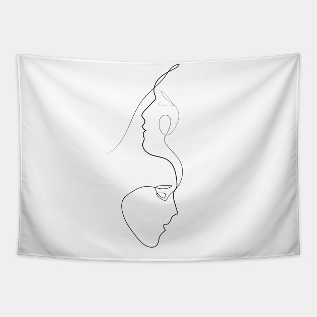 Two Faces | One Line Artist | Minimal Art | One Line Art | Minimalist Tapestry by One Line Artist